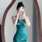 Elegant Prom Dress Spaghetti Straps Sheath Slit Mermaid Gala Gown Evening Dress Party Outfits      D5031