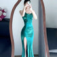 Elegant Prom Dress Spaghetti Straps Sheath Slit Mermaid Gala Gown Evening Dress Party Outfits      D5031
