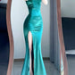 Elegant Prom Dress Spaghetti Straps Sheath Slit Mermaid Gala Gown Evening Dress Party Outfits      D5031