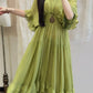 Beauty Prom Dress Green V-neck Pleated Gala Gown Evening Dress Party Outfits      D5032