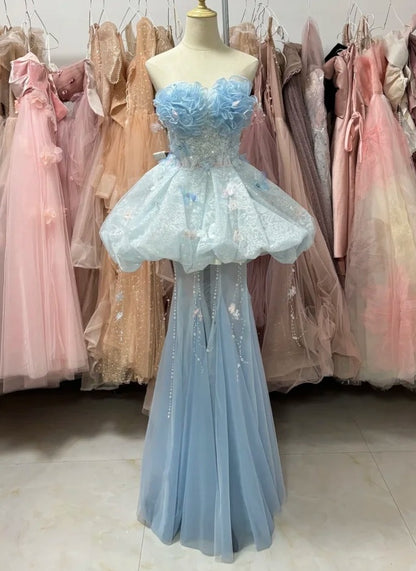 Stunning Prom Dress Strapless Pleated Gala Gown Evening Dress Party Outfits      D5036