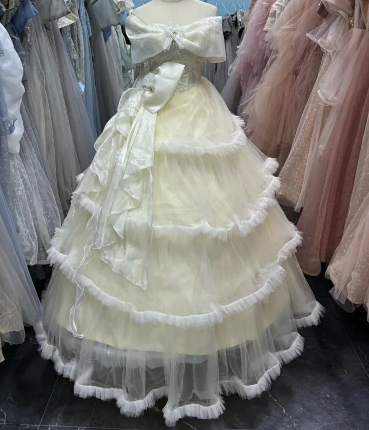 Robe de bal sublime bleu clair, col en V, tulle plissé, robe de soirée, robe de quinceañera, robe de bal D4654