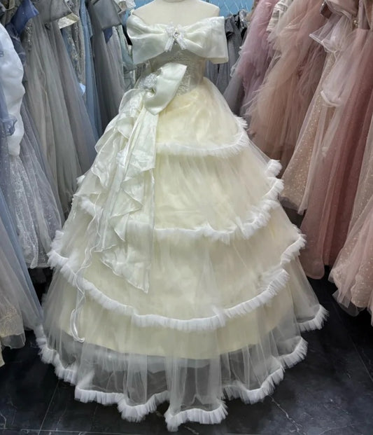 Robe de bal sublime bleu clair, col en V, tulle plissé, robe de soirée, robe de quinceañera, robe de bal D4654