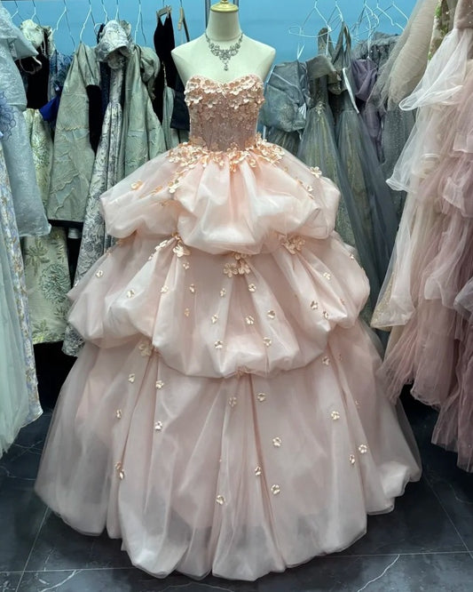 Robe de bal sublime bleu clair, col en V, tulle plissé, robe de soirée, robe de quinceañera, robe de bal D4654