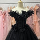 New Arrival Ball Gown Black Off Shoulder Tulle Quinceanera Dress Evening Dress Gala Prom Gown       D5044