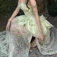 Beauty Prom Dress Light Green Strapless Slit Gala Gown Evening Dress Party Outfits      D5052