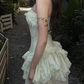 Beauty Prom Dress Light Green Strapless Slit Gala Gown Evening Dress Party Outfits      D5052