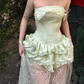 Beauty Prom Dress Light Green Strapless Slit Gala Gown Evening Dress Party Outfits      D5052