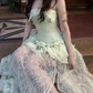 Beauty Prom Dress Light Green Strapless Slit Gala Gown Evening Dress Party Outfits      D5052