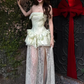 Beauty Prom Dress Light Green Strapless Slit Gala Gown Evening Dress Party Outfits      D5052