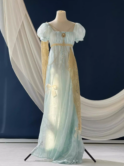 Elegant Imperial Prom Dress Square Neck Print Gala Gown Evening Dress Party Outfits      D5054