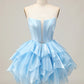 Unique Homecoming Dress Strapless Organza Cascade Bowknot Back to School Outfits Party Dress D7756