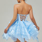 Unique Homecoming Dress Strapless Organza Cascade Bowknot Back to School Outfits Party Dress D7756