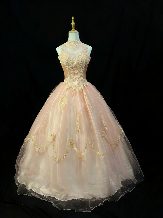 Elegant Ball Gown Crew Neck Tulle Applique Quinceanera Dress Evening Dress 18th Birthday Prom Gown       D5067