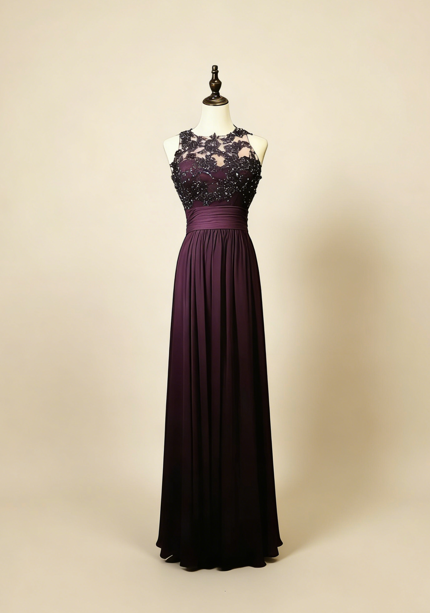 Elegant Prom Dress Crew Neck Pleated Backless Formal Gown Evening Dress Gala Dress     D5069