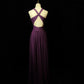 Elegant Prom Dress Crew Neck Pleated Backless Formal Gown Evening Dress Gala Dress     D5069