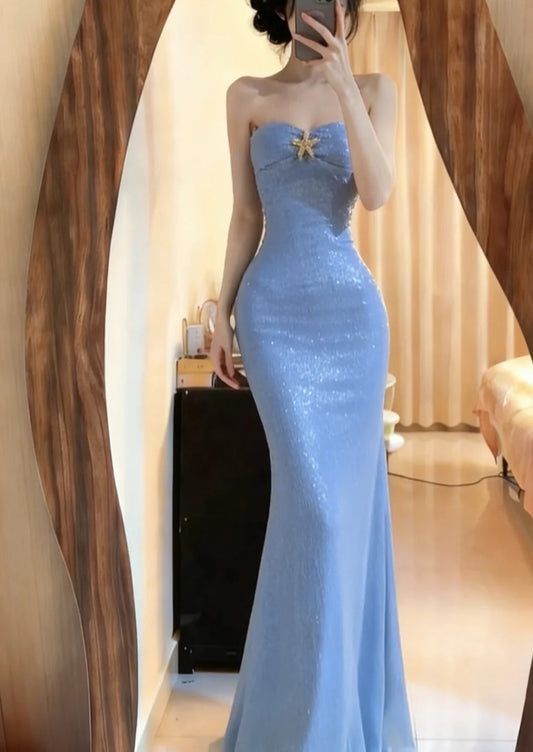 Robe de bal brillante à paillettes et col en cœur, robe de soirée sirène, robe de gala, robe de fête d'anniversaire, D3415
