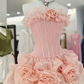 Pretty Homecoming Dress Strapless Flower Back to School Outfits Party Dress  D6578