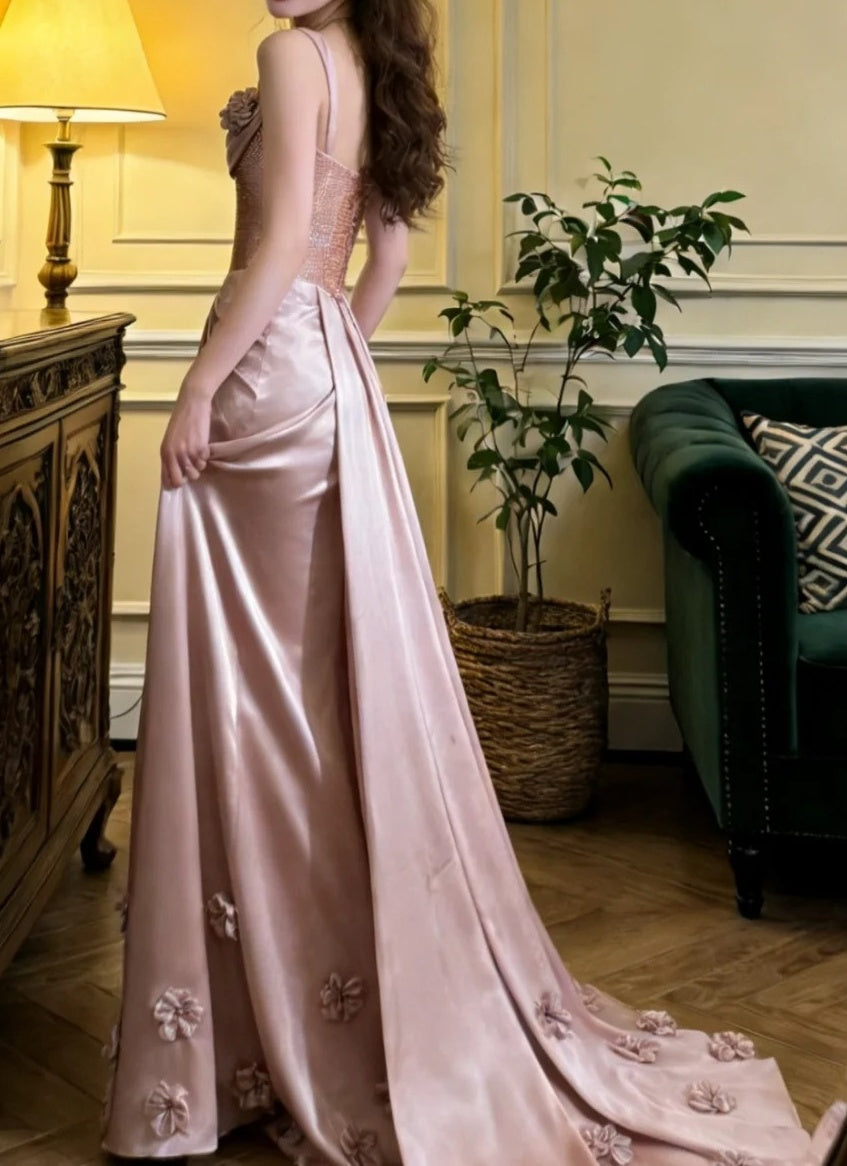 Stunning Prom Dress Spaghetti Straps Pleated Formal Gala Gown Evening Dress Party Outfits     D5127
