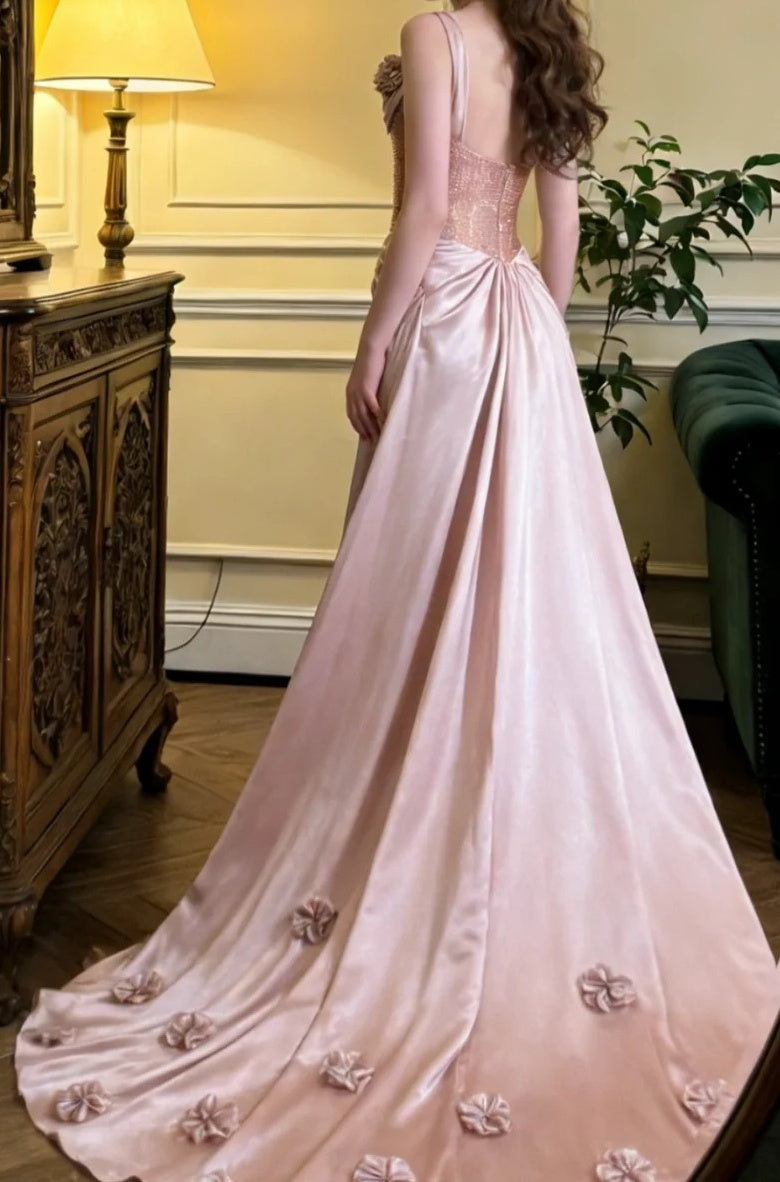 Stunning Prom Dress Spaghetti Straps Pleated Formal Gala Gown Evening Dress Party Outfits     D5127