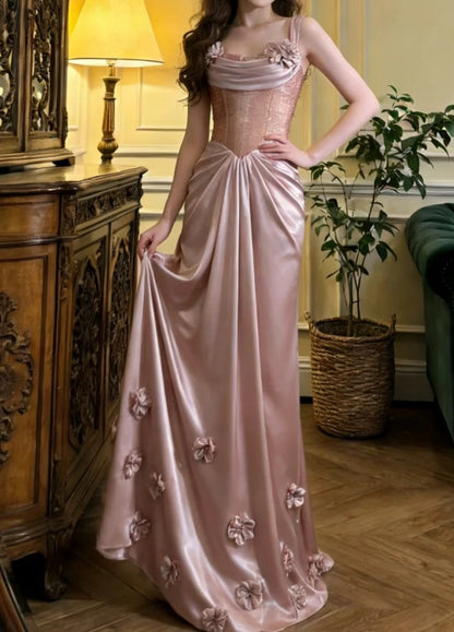 Stunning Prom Dress Spaghetti Straps Pleated Formal Gala Gown Evening Dress Party Outfits     D5127