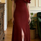 Pretty Prom Dress A Line Wine Red Slit Gala Gown Formal Outfits Evening Dress Graduation Dress      D5132