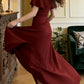 Pretty Prom Dress A Line Wine Red Slit Gala Gown Formal Outfits Evening Dress Graduation Dress      D5132