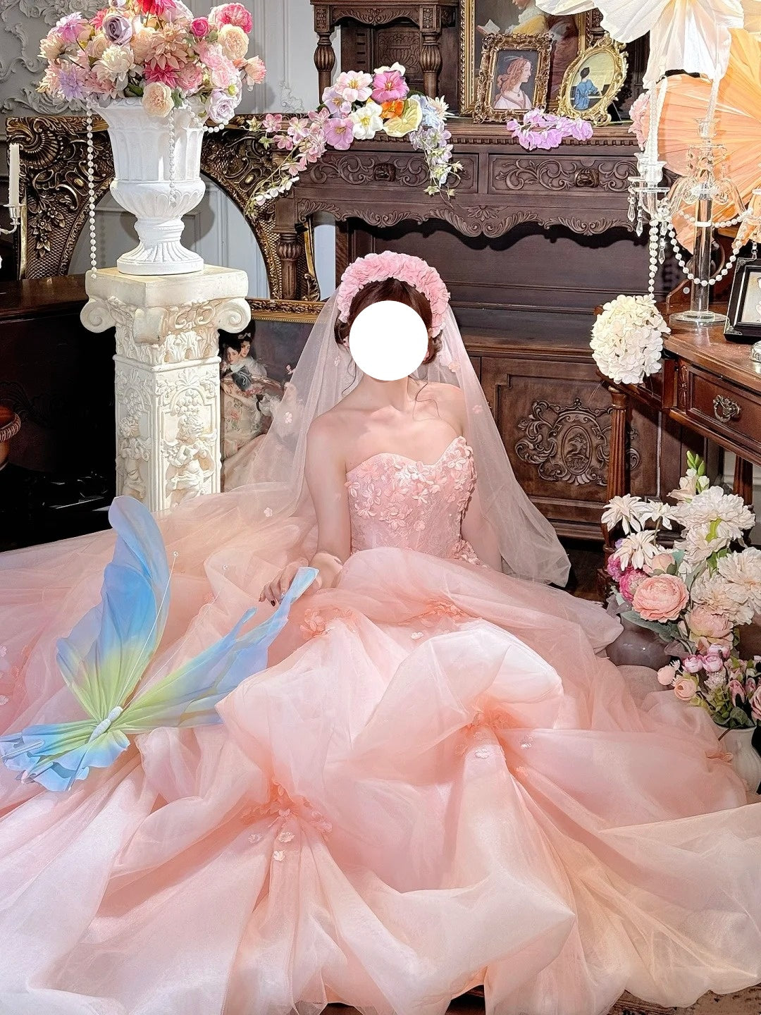 Cute Ball Gown Pink Sweetheart Floral Quinceanera Dress Evening Dress 18th Birthday Prom Gown       D5133