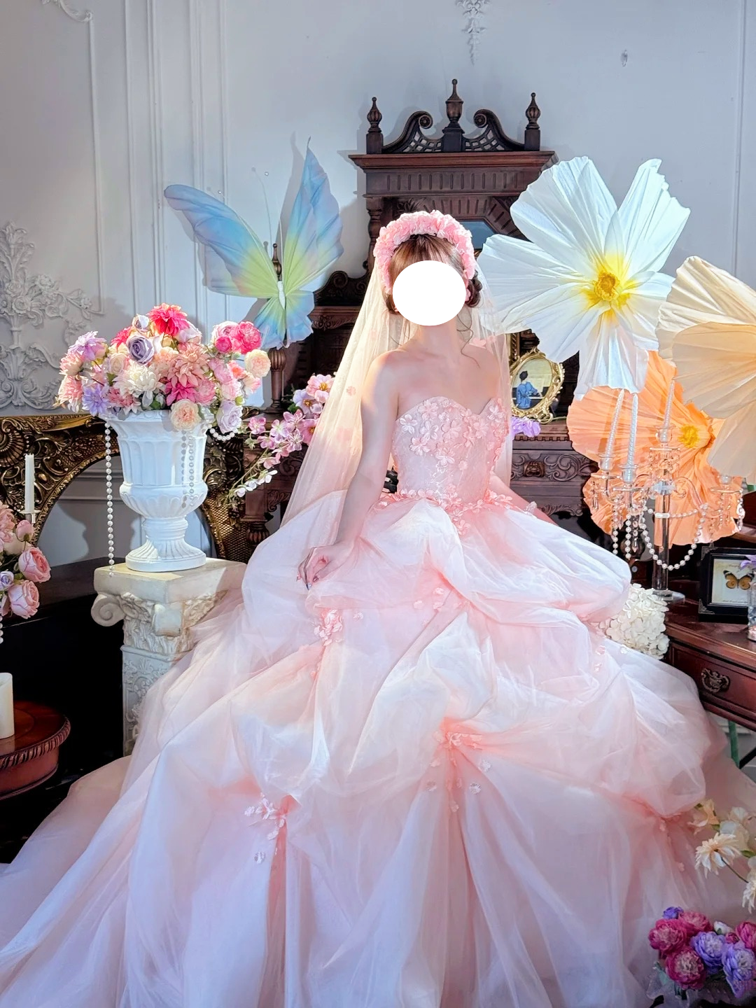 Cute Ball Gown Pink Sweetheart Floral Quinceanera Dress Evening Dress 18th Birthday Prom Gown       D5133