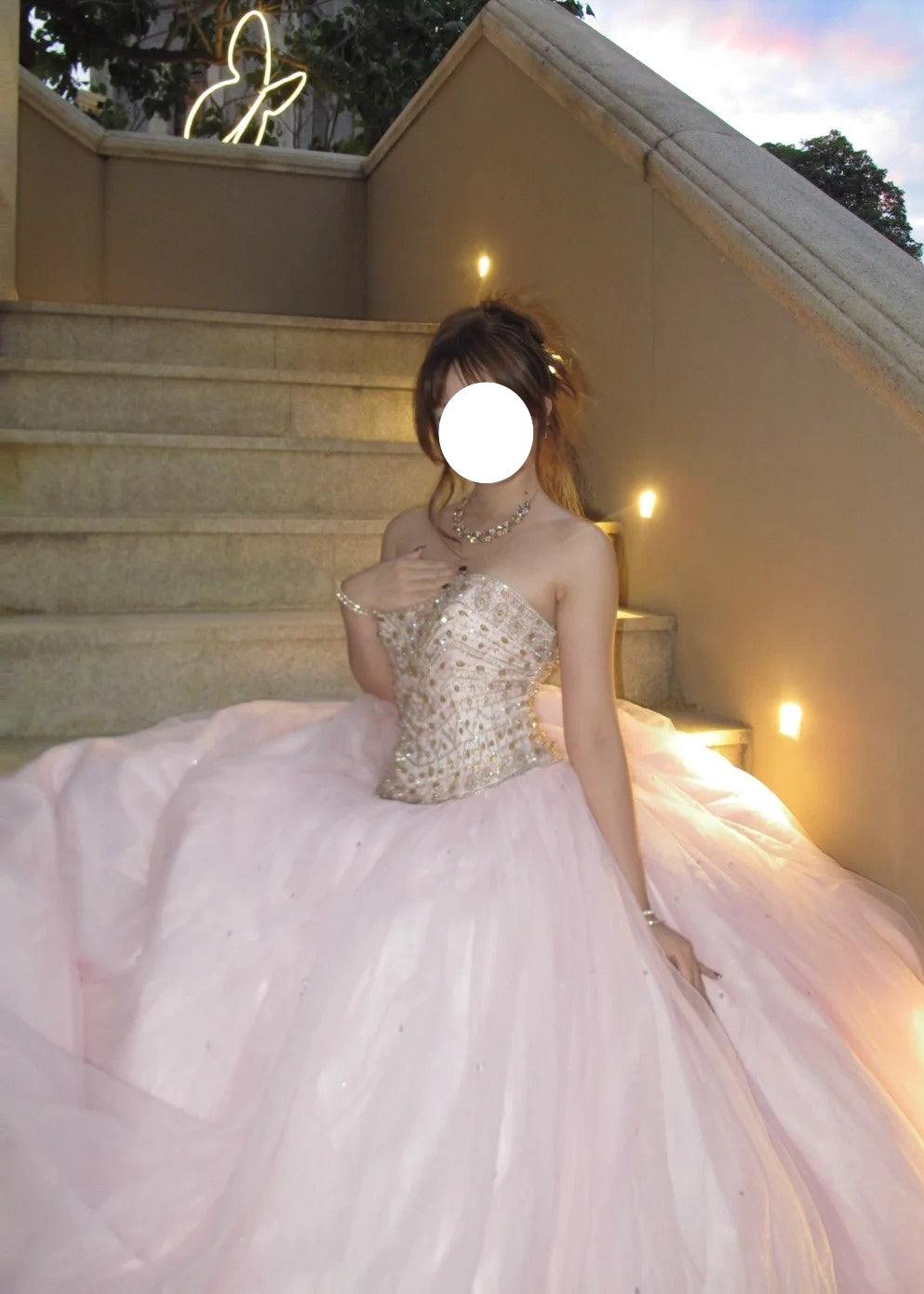 Sparkling Ball Gown Light Pink Sweetheart Tulle Evening Dress Quinceanera Dress 18th Birthday Prom Gown       D5135