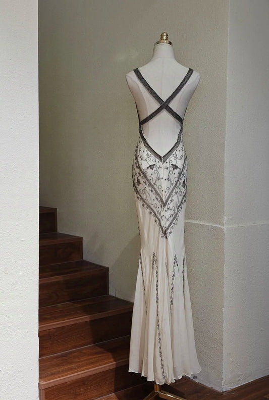 Stunning Prom Dress V-neck Backless Mermaid Gala Gown Evening Dress Birthday Party Outfits     D5156