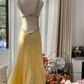 Retro Yellow Shinny Backless Design A-line Elegant Chiffon Evening Dress Prom Dress D1482
