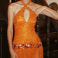 Robe de bal brillante à paillettes et col en cœur, robe de soirée sirène, robe de gala, robe de fête d'anniversaire, D3415