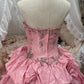 Charming Ball Gown Pink Spaghetti Straps Pleated Evening Dress Quinceanera Dress 18th Birthday Prom Gown       D5163