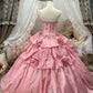 Charming Ball Gown Pink Spaghetti Straps Pleated Evening Dress Quinceanera Dress 18th Birthday Prom Gown       D5163