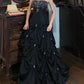 Chic Prom Dress Black Strapless Pleated Gala Gown Evening Dress Graduation Dress     D5164