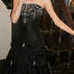 Chic Prom Dress Black Strapless Pleated Gala Gown Evening Dress Graduation Dress     D5164