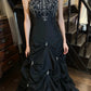 Chic Prom Dress Black Strapless Pleated Gala Gown Evening Dress Graduation Dress     D5164