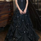 Chic Prom Dress Black Strapless Pleated Gala Gown Evening Dress Graduation Dress     D5164