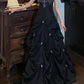 Chic Prom Dress Black Strapless Pleated Gala Gown Evening Dress Graduation Dress     D5164