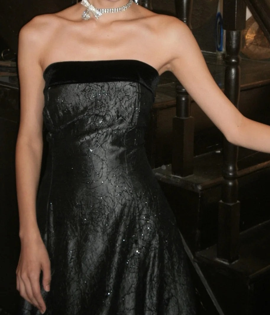 Shiny Prom Dress Strapless Gala Gown Fomal Evening Dress Graduation Dress     D5175