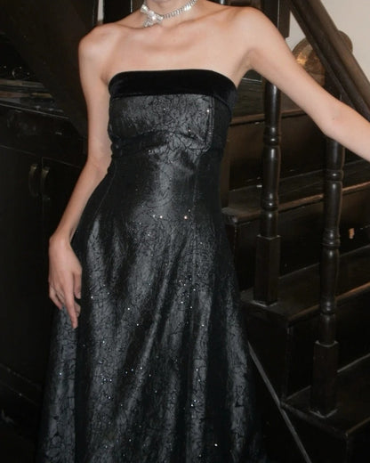 Shiny Prom Dress Strapless Gala Gown Fomal Evening Dress Graduation Dress     D5175