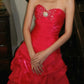 Stunning Prom Dress Red Sweetheart Pleated Gala Gown Fomal Evening Dress Graduation Dress     D5178