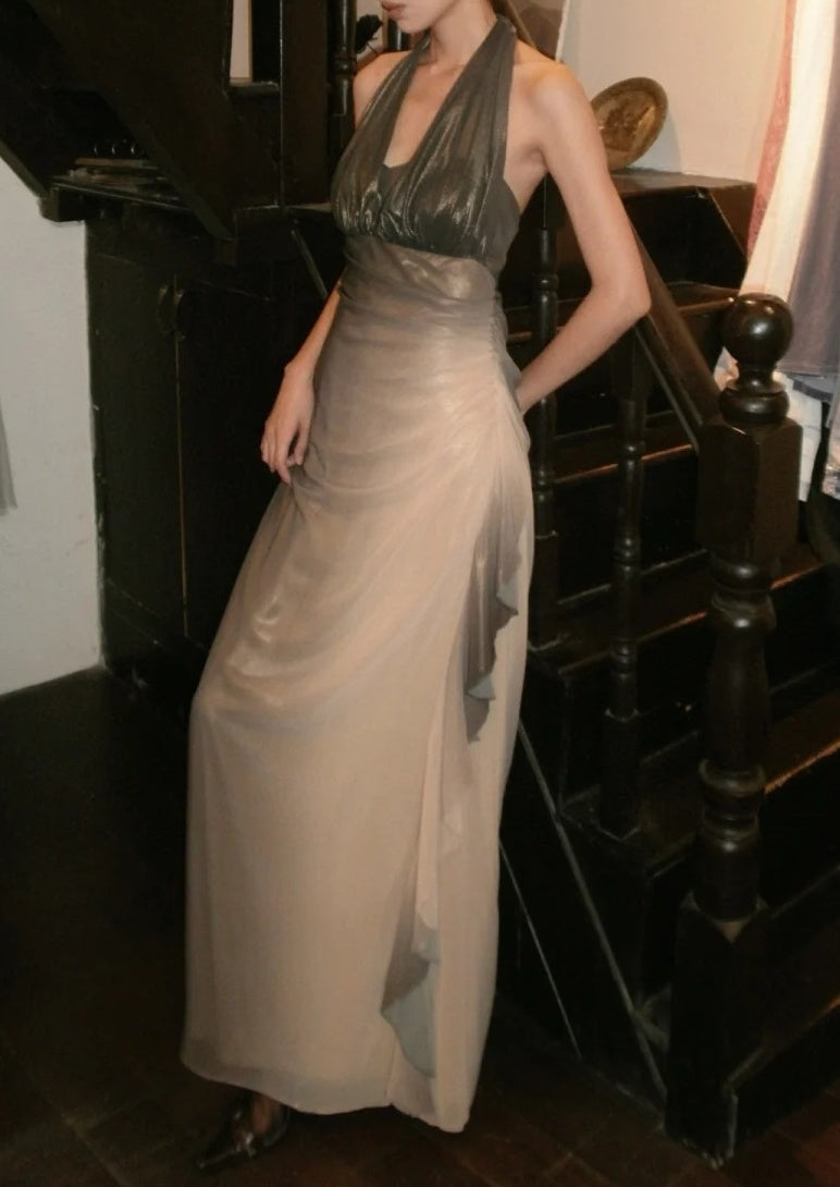Beauty Prom Dress Ombre Halter Ruffle Gala Gown Fomal Evening Dress Graduation Dress     D5179