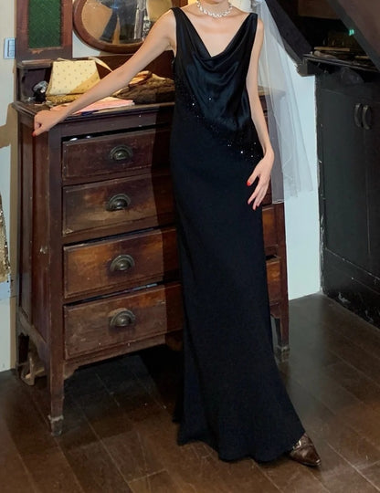 Elegant Prom Dress Black Straps Gala Gown Fomal Evening Dress Birthday Party Dress     D5183