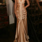 Chic Prom Dress Champagne Gold Halter Pleated Mermaid Gala Gown Fomal Evening Dress Graduation Dress     D5186