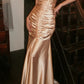Chic Prom Dress Champagne Gold Halter Pleated Mermaid Gala Gown Fomal Evening Dress Graduation Dress     D5186