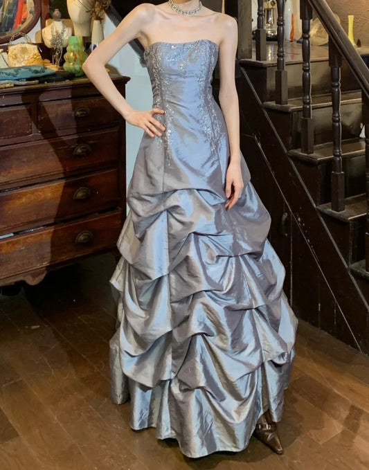 Elegant Prom Dress A Line Strapless Pleated Gala Gown Fomal Evening Dress Graduation Dress     D5194