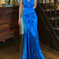 Stunning Prom Dress Royal Blue V-neck Pleated Mermaid Gala Gown Formal Evening Dress 18th Birthday Party Dress    D5200