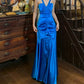 Stunning Prom Dress Royal Blue V-neck Pleated Mermaid Gala Gown Formal Evening Dress 18th Birthday Party Dress    D5200